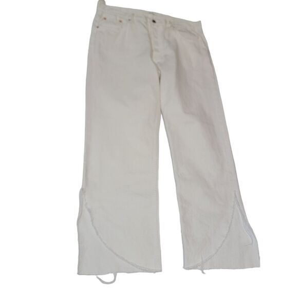 GRLFRND The Maran Wide Leg Split Hem Mid Rise White Jeans NWT size 31 - Picture 3 of 13